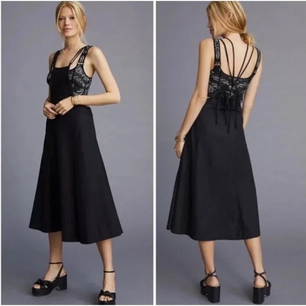 Anthropologie Black Backless Dress Size S